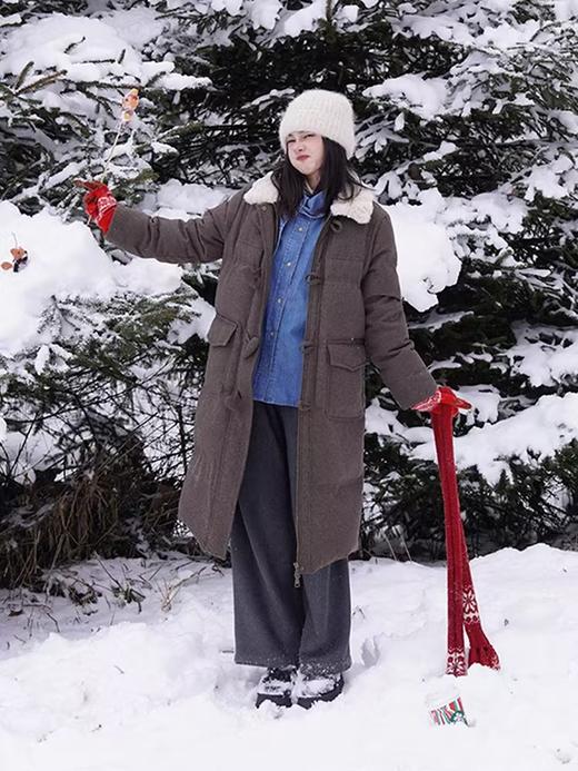 浮生八记/24D201/英伦毛领牛角扣中长90白鸭绒大衣式羽绒服 商品图4