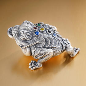 子佩集S999银【金蟾献瑞】摆件纯银【BJ1046】小摆件2501