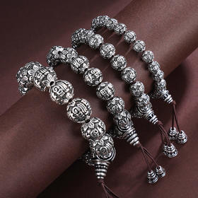 子佩集S990银【百福萦绕】手串纯银【HC31146-8】手链原创作品黑2501