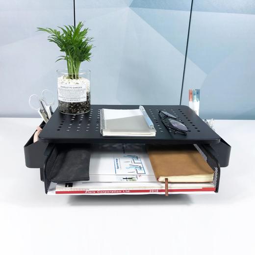 笔记本电脑显示器增高散热架带通风孔与抽屉办公收纳桌面 商品图2