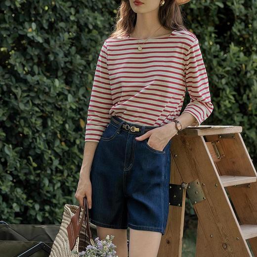 裁缝学苑AS414设计感简约七分袖一字领T恤纸样女春新款上衣打版裁剪样板 商品图2