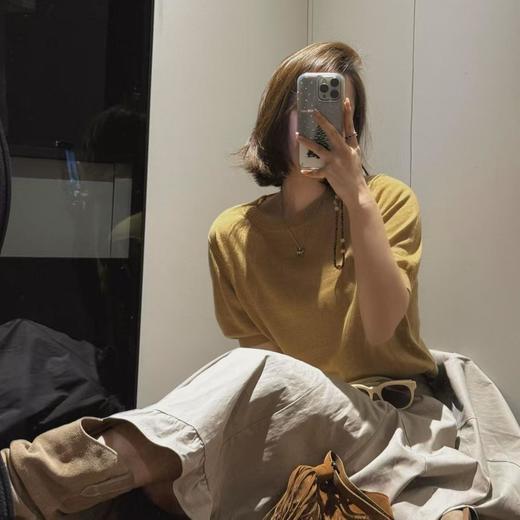 顺丰包邮52646洛诗琳新款经典轻盈丝光羊毛绒针织短袖850 商品图2