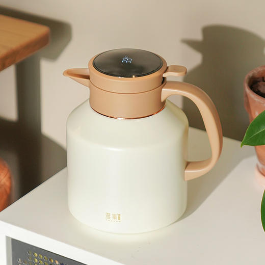雅集茶具不锈钢焖茶壶1700ml（屏显款-米白色） 商品图1