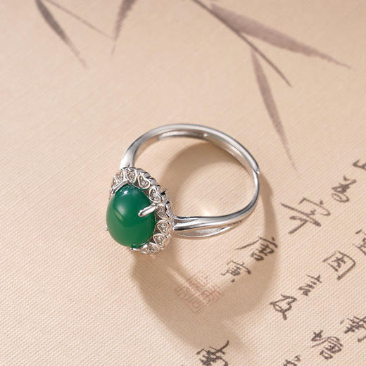 子佩集S925银【牵手情】戒指纯银【JZ016071】绿玉髓2501 商品图2