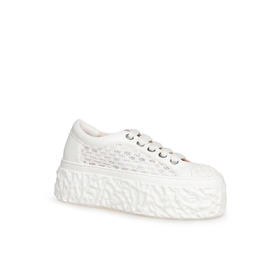 豪麟名鞋AGL女鞋时尚休闲鞋羊皮革+织物D776007白色