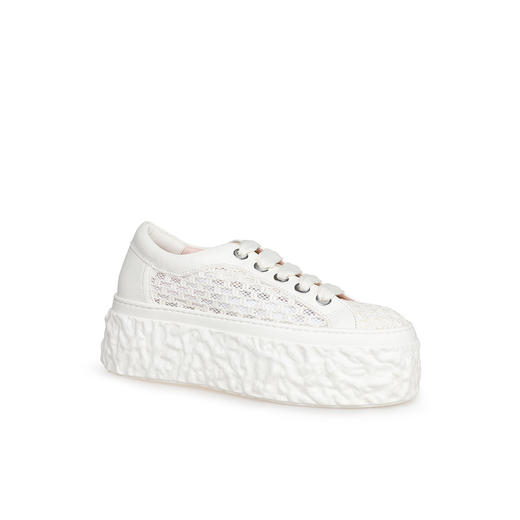 豪麟名鞋AGL女鞋时尚休闲鞋羊皮革+织物D776007白色 商品图0