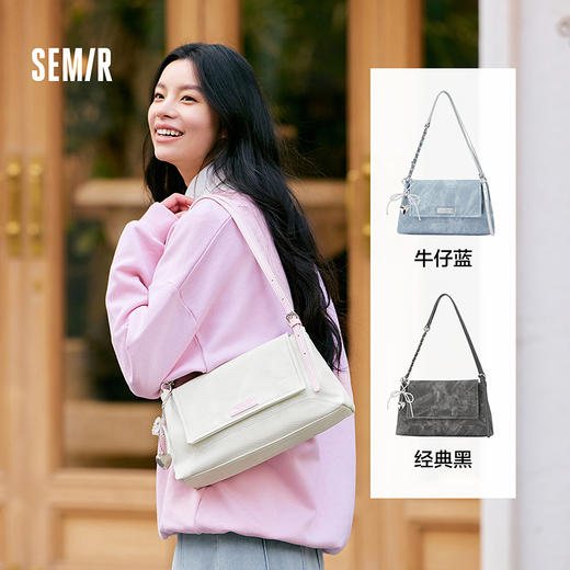 森马包包女单肩包2025新款复古擦色仿牛仔链条包时髦信封包手提包 商品图4