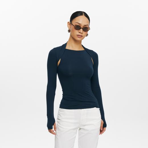 oneup一字领坎肩两件套T恤 商品图0