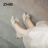ZHR尖头蝴蝶结单鞋2023新款粗跟婚鞋中式百搭公主鞋一脚蹬女鞋子 商品缩略图7
