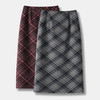 丁摩 安可拉红秋冬复古格纹毛呢半身裙开叉中长裙格子气质百搭5ZF-850 商品缩略图0