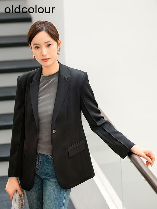 oldcolour春季新款简约休闲时尚宽松职场OL西装外套女Q120417A1 商品图4