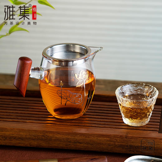 雅集茶具龙胆木把公道杯360ml-带茶隔（荷花款） 商品图13