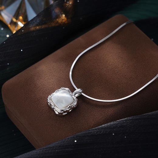 子佩集S925银【熔岩之力】项链纯银【AE00084】原创2方块白贝母2501 商品图1