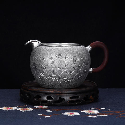 子佩集S990银【海阔鱼跃】纯银套装【HY008】【HY010】【HY009】提梁壶小茶壶公道杯摆件套装原创作品2501 商品图11