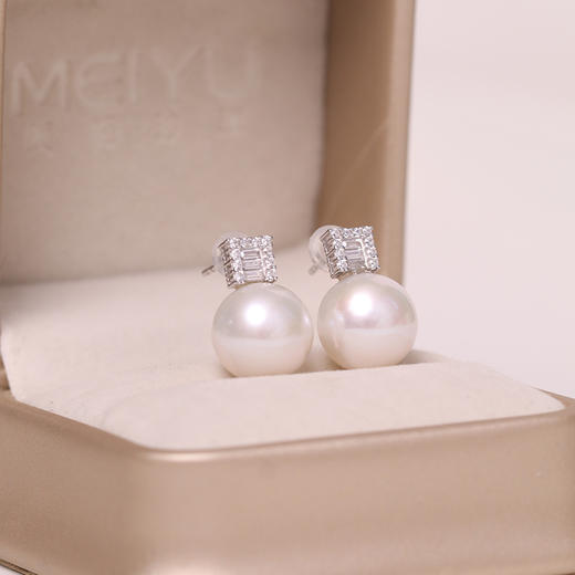 美裕 925银淡水珍珠耳钉11-12mm 108492W 商品图1