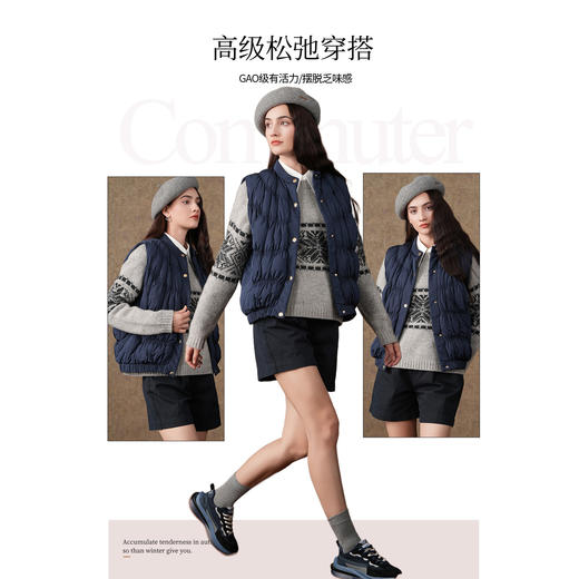 乔万尼羽绒马甲休闲减龄90绒子含量重工弹力褶活力羽绒服EM4T658 商品图1