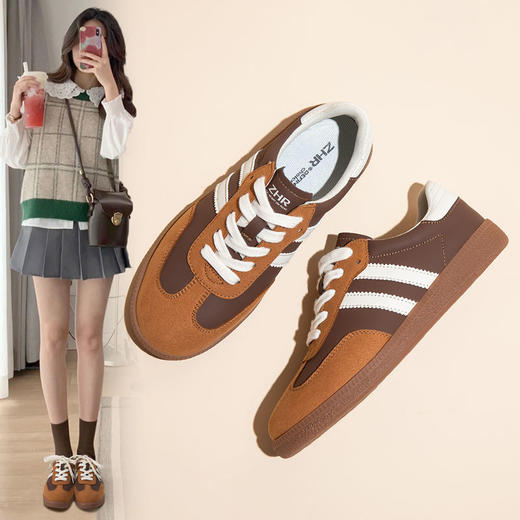 ZHR德训鞋女2024年新款百搭复古休闲鞋运动阿甘鞋厚底低帮板鞋女 商品图2