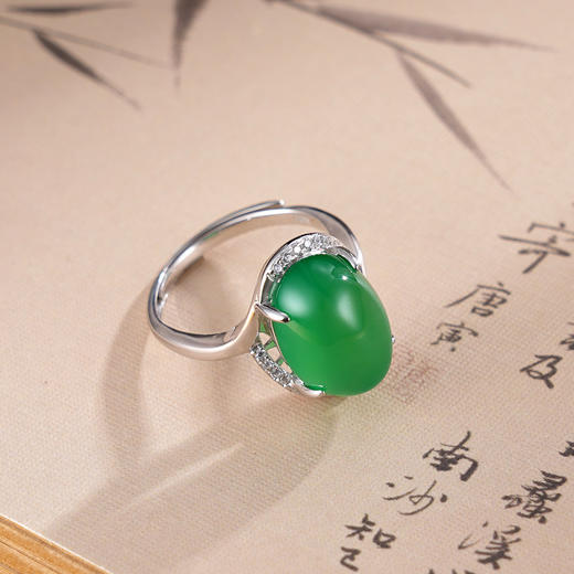 子佩集S925银【绿意春归】戒指纯银【YH08400039-1】绿玉髓2501 商品图1
