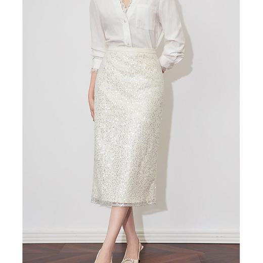 【高货wl】全新升级【铂金会员220/天猫299/差价79】(11006) 洛诗琳春季重工亮片时尚高腰设计感气质名媛直筒半身裙 商品图1