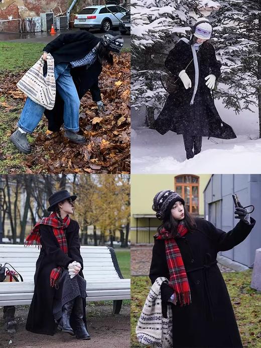 浮生八记/24C092/英伦复古羊毛荃手工双面呢滚边系带翻领大衣 商品图4