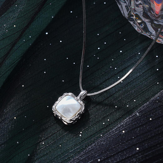 子佩集S925银【熔岩之力】项链纯银【AE00084】原创2方块白贝母2501 商品图0