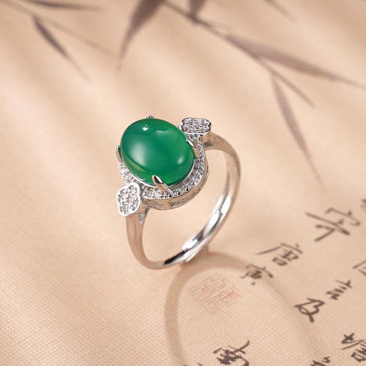 子佩集S925银【春风雨露】戒指纯银【JZ015488】绿玉髓2501 商品图1