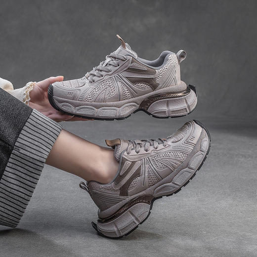 JZ1211-3 2025春夏新款韩版网面透气厚底老爹鞋百搭休闲运动风女鞋 商品图2