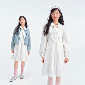 笛莎Deesha青少年女童连衣裙2025春季女童棉布连衣裙