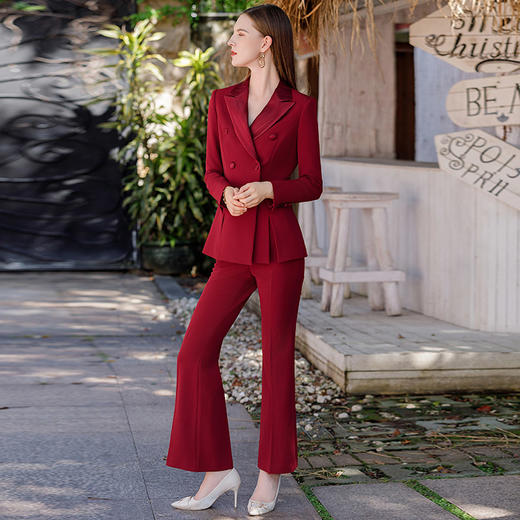 IWY/伦巴红主持人正装红色高级感西装外套女职业套装气质御姐工作服西服CP1877 商品图3