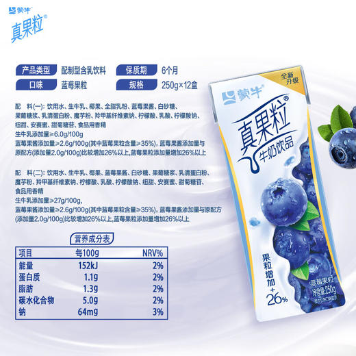 蒙牛真果粒蓝莓味牛奶饮品250ml*12盒 商品图1