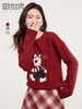 【专属特价】熙世界卡通小狗圆领毛衣2025春秋新款时尚减龄氛围感红色针织衫 商品缩略图0