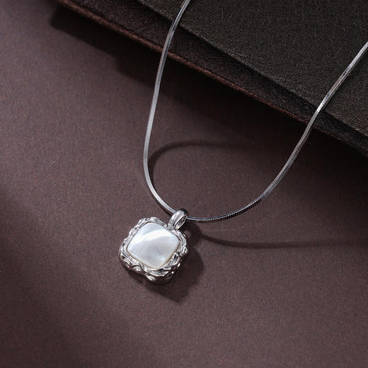 子佩集S925银【熔岩之力】项链纯银【AE00084】原创2方块白贝母2501 商品图2
