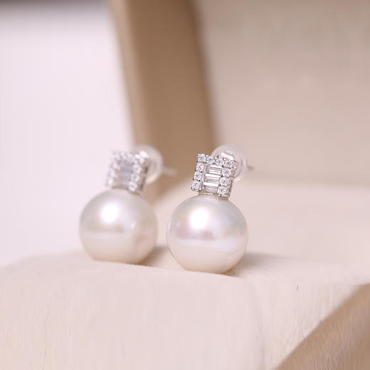 美裕 925银淡水珍珠耳钉11-12mm 108492W 商品图2
