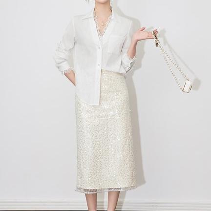 【高货wl】全新升级【铂金会员257/天猫339/差价82】(10429) 洛诗琳优雅蕾丝翻领上衣2025春季洗水棉长袖时髦洋气衬衫 商品图3