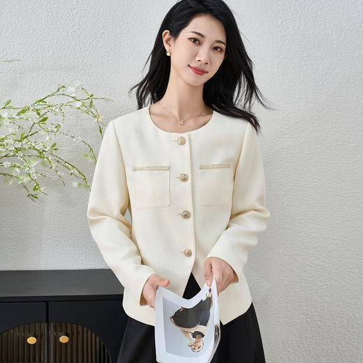 剩S/M/L/XL 米思阳2026春新品小香风外套时尚显瘦修身上衣女5M24CW3535 商品图2
