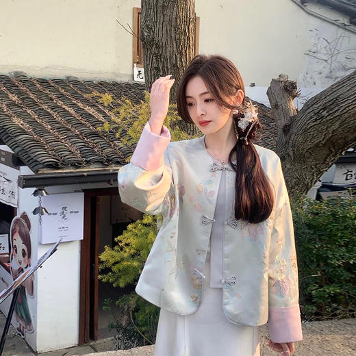 金蘑菇菇 庄生晓梦 迷蝴蝶/新中式刺绣 提花重工锦缎外套 商品图0