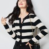 【高货sh】全新升级【铂金会员266/天猫359/差价93】(12000) 洛诗琳黑白条纹圆领针织开衫2025早春显瘦毛衣修身外套女 商品缩略图0