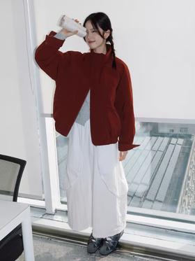 步履不停4D25008C/短款圣诞新年红色夹克棉服