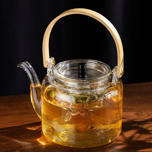 雅集煮水壶木把提梁壶1100ml（光面金银烧款） 商品图1