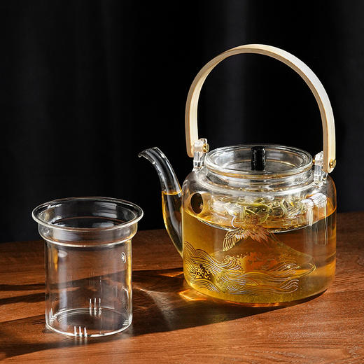 雅集煮水壶木把提梁壶1100ml（光面金银烧款） 商品图4