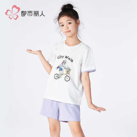 都市丽人童装无尘棉短袖套装薄凉感无尘棉亲情蜜语短袖类JHH9A3 商品图7