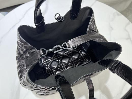 迪奥Toujours手袋皱漆黑色牛皮革（HH） 商品图4