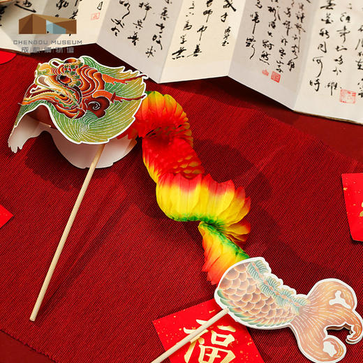 成都博物馆【民艺皮影九游鳌鱼纸翻花龙 】博物馆文创创意小玩具礼物 商品图3