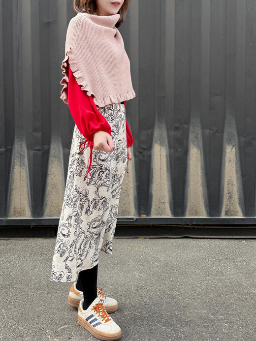 TYNVIE 荷叶边高领针织斗篷-粉色 商品图11