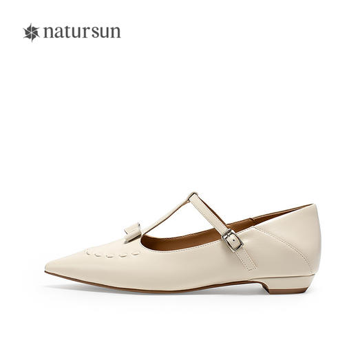 natursun复古玛丽珍鞋女T字带平底舒适尖头气质单鞋N25117151 商品图2