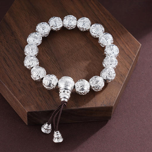 子佩集S990银【百福索绕】手串纯银【HC31142-8】手链原创作品白2501 商品图6