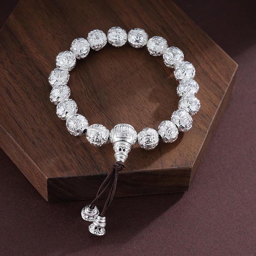 子佩集S990银【百福索绕】手串纯银【HC31142-8】手链原创作品白2501 商品图4