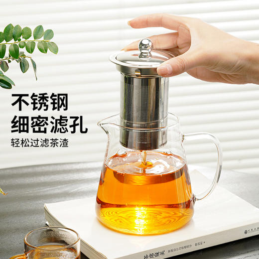 雅集玻璃壶璃山壶550ml（压嘴-不锈钢款） 商品图3