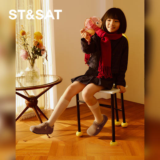 【童鞋】星期六加绒保暖可爱毛边男女童勃肯鞋SSC4192L75 商品图1
