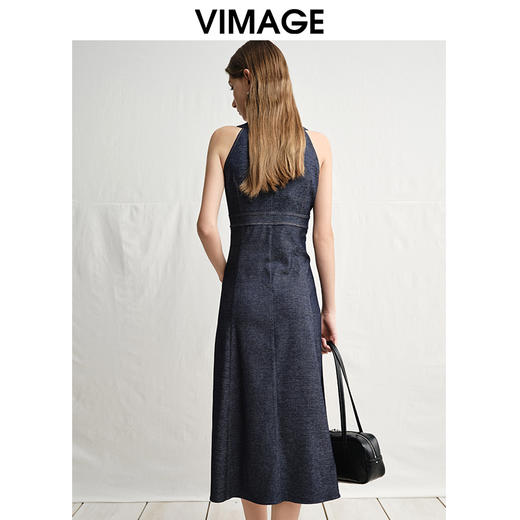 VIMAGE纬漫纪舒适百搭修身宽肩带吊带休闲连衣裙2025春季新款V2307905 商品图4